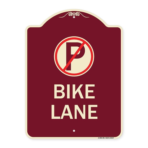 No Parking Symbol Bike Lane Heavy-Gauge Aluminum Architectural Sign, 24" x 18", BU-1824-23817